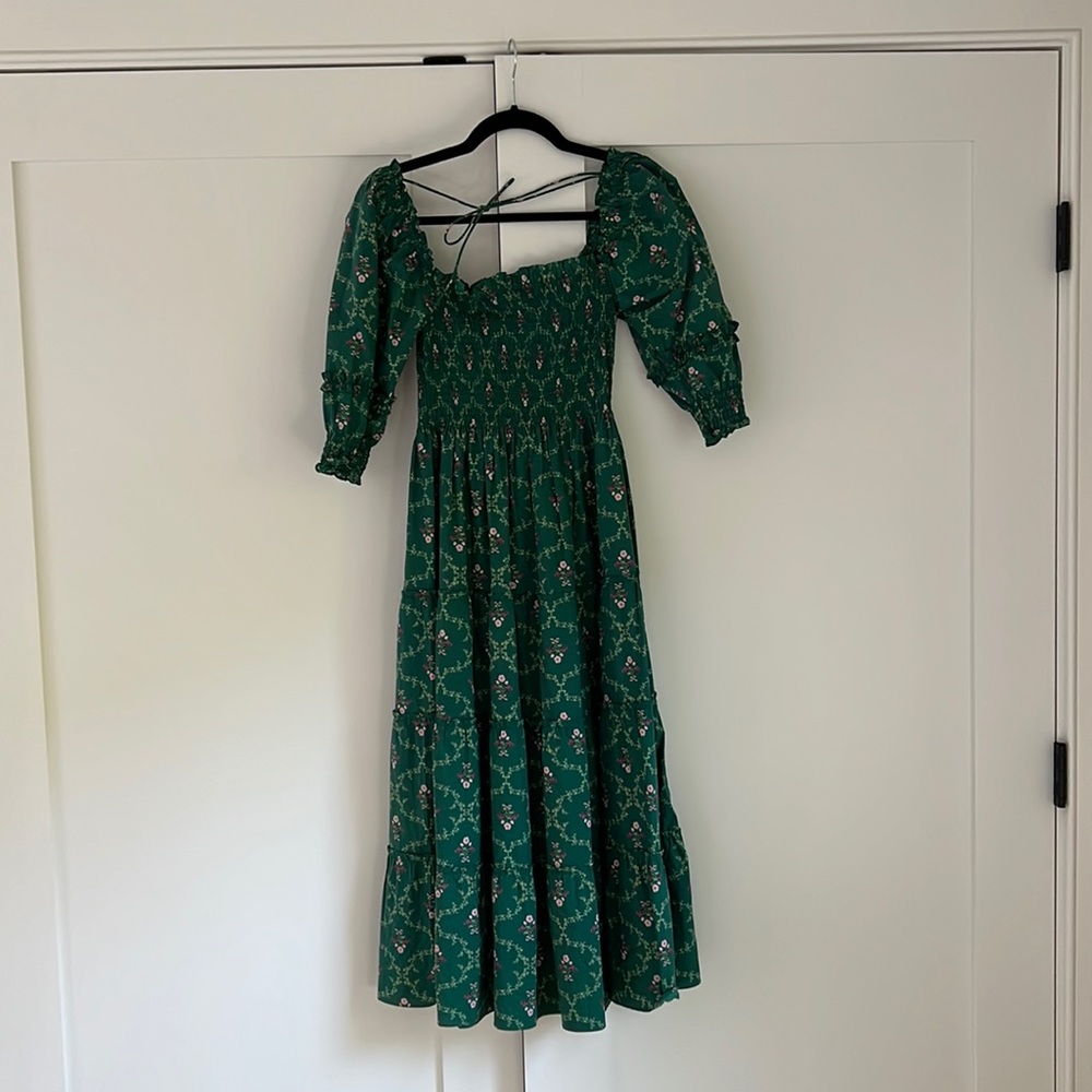 Hill House Green Floral Nap Dress Size XS